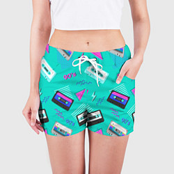Шорты женские Бирюзовая кассета из 90-х, цвет: 3D-принт — фото 2