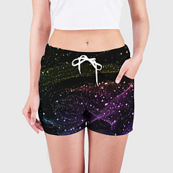 Шорты женские Неоновые светящиеся линии и точки, цвет: 3D-принт — фото 2