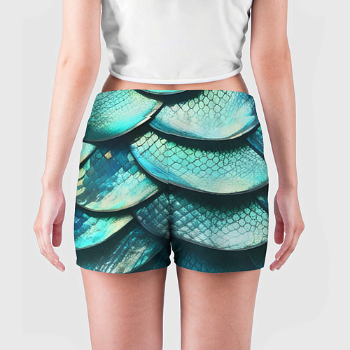 Женские шорты Чешуя крупной рыбы / 3D-принт – фото 4