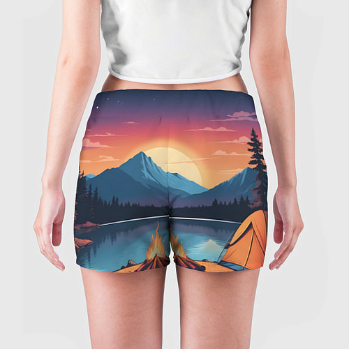 Женские шорты В лесу с палаткой / 3D-принт – фото 4