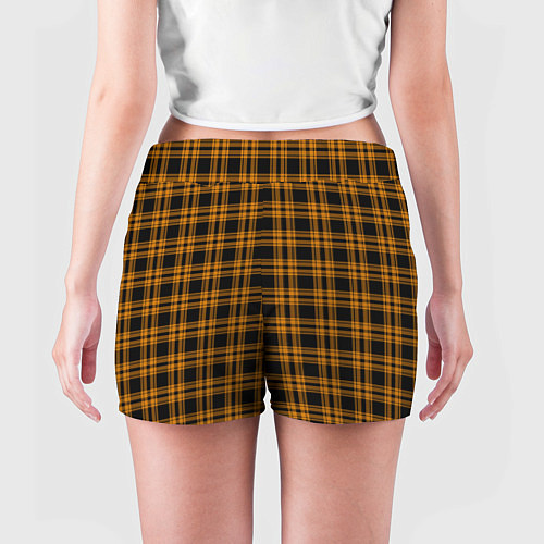 Женские шорты Чёрно-жёлтый клетчатый / 3D-принт – фото 4