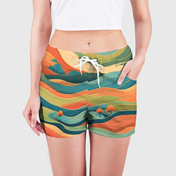 Шорты женские Поля луга, цвет: 3D-принт — фото 2