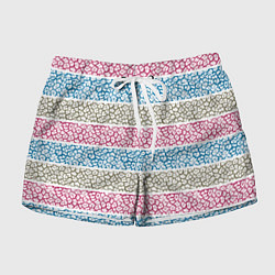 Шорты женские Горизонтальные разноцветные полосы с тигровым узор, цвет: 3D-принт