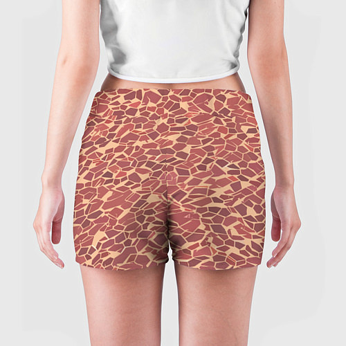 Женские шорты Тёмно красные плитки на бежевом фоне / 3D-принт – фото 4