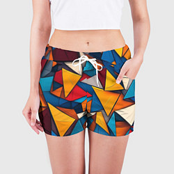 Шорты женские Разноцветные треугольники, цвет: 3D-принт — фото 2