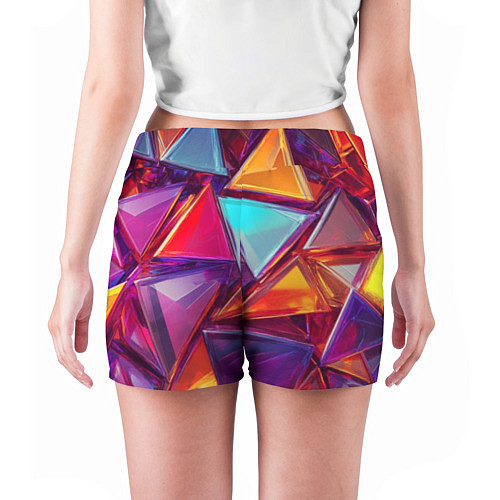 Женские шорты Разноцветные треугольники 2 / 3D-принт – фото 4