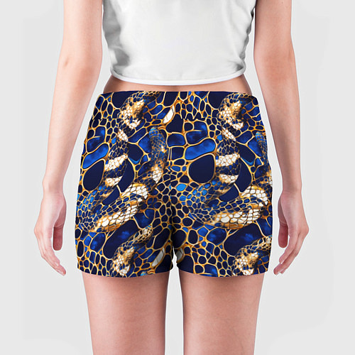 Женские шорты Золотистая змеиная абстракция / 3D-принт – фото 4