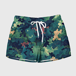 Шорты женские Армейский камуфляж зеленый, цвет: 3D-принт