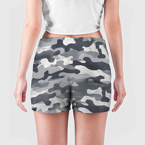 Женские шорты Камуфляж армейский серый / 3D-принт – фото 4