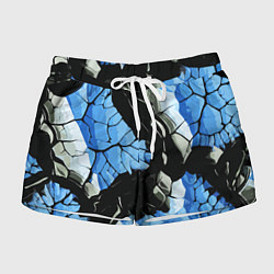 Шорты женские Чёрные линии на чёрно-синем фоне, цвет: 3D-принт