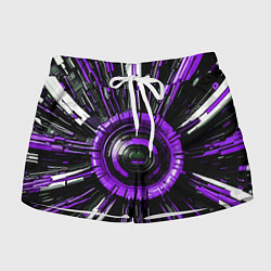 Шорты женские Чёрно-фиолетовая сфера киберпанк, цвет: 3D-принт