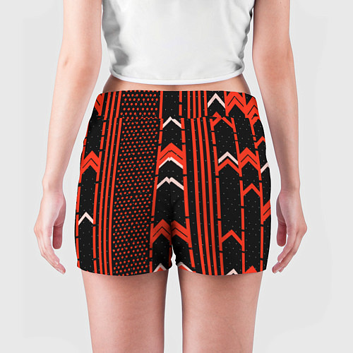 Женские шорты Красные обои на чёрном фоне / 3D-принт – фото 4