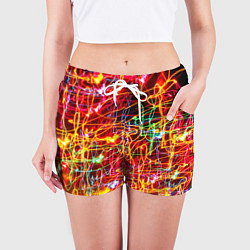 Шорты женские Неоновый хаос, цвет: 3D-принт — фото 2