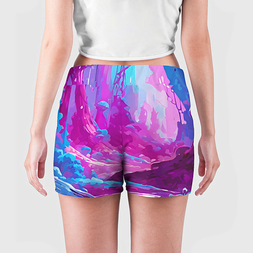 Женские шорты Фиолетовая кислотная абстракция / 3D-принт – фото 4