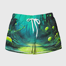Шорты женские Зелёная кислотная абстракция, цвет: 3D-принт