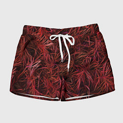 Шорты женские Красная трава на чёрном фоне, цвет: 3D-принт
