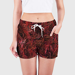 Шорты женские Красная трава на чёрном фоне, цвет: 3D-принт — фото 2