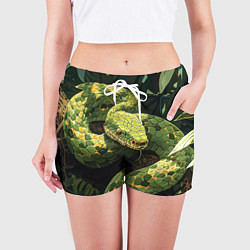 Шорты женские Змея в траве, цвет: 3D-принт — фото 2