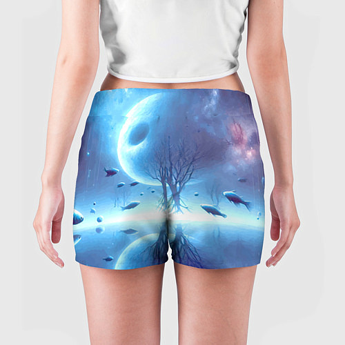 Женские шорты Луна и рыбы - нейроарт фантазия / 3D-принт – фото 4