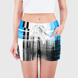 Шорты женские Сине-чёрный гранж на белом фоне, цвет: 3D-принт — фото 2