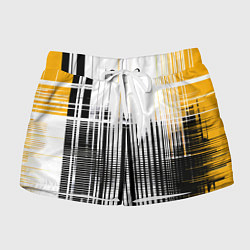 Шорты женские Жёлто-чёрный гранж на белом фоне, цвет: 3D-принт