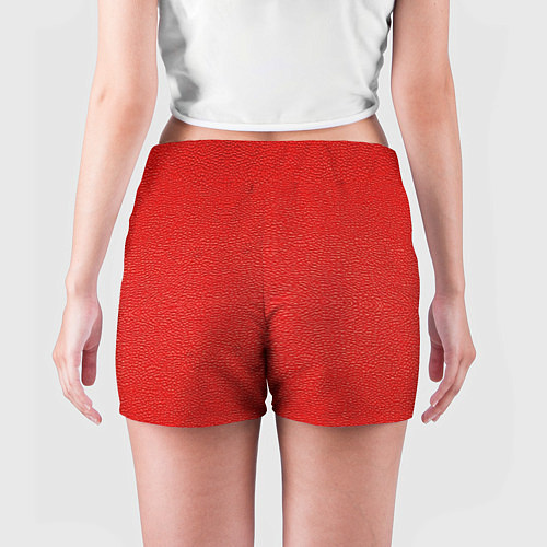 Женские шорты Красная кожаная текстура / 3D-принт – фото 4