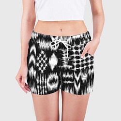 Шорты женские Штриховка - геометрическая абстракция, цвет: 3D-принт — фото 2