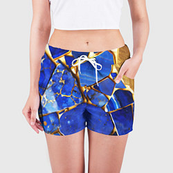 Шорты женские A gold mineral in a blue stone, цвет: 3D-принт — фото 2