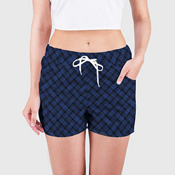 Шорты женские Чёрно-синий текстурированный лоскуты, цвет: 3D-принт — фото 2