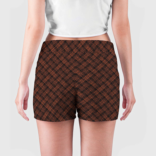 Женские шорты Чёрно-оранжевый текстурированный лоскуты / 3D-принт – фото 4