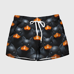Шорты женские Черные уточки, цвет: 3D-принт