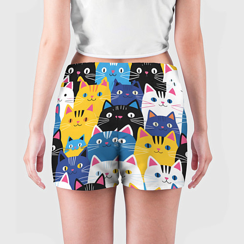 Женские шорты Много цветных котиков / 3D-принт – фото 4