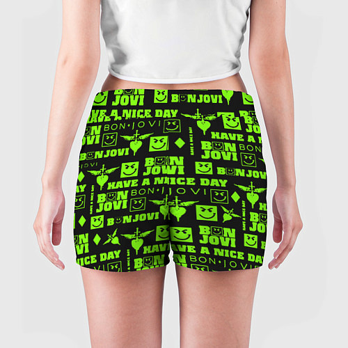 Женские шорты Bon Jovi кислотный паттерн / 3D-принт – фото 4