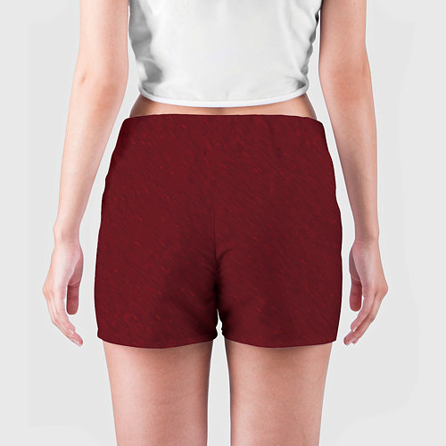 Женские шорты Насыщенный тёмно-красный текстурированный однотонн / 3D-принт – фото 4