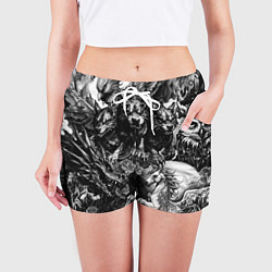 Шорты женские Дракон и другие мифические существа в стиле тату, цвет: 3D-принт — фото 2