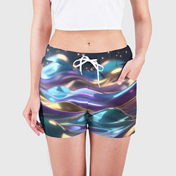 Шорты женские Космические мягкие волны, цвет: 3D-принт — фото 2