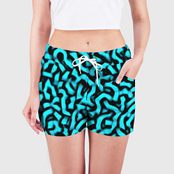 Шорты женские Бирюзовая абстракция, цвет: 3D-принт — фото 2