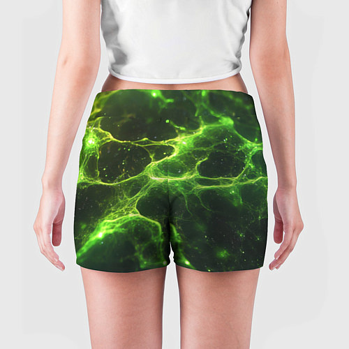 Женские шорты Зеленые волокна текстура / 3D-принт – фото 4