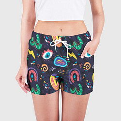 Шорты женские Космическая абстракция с глазами, цвет: 3D-принт — фото 2