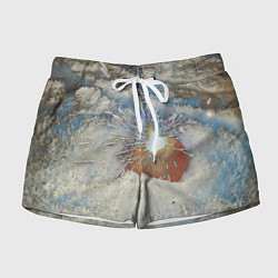 Шорты женские Искрящийся мандарин на снегу, цвет: 3D-принт