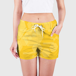 Шорты женские Геометрические фигуры желтые, цвет: 3D-принт — фото 2