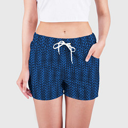 Шорты женские Текстурный узор чёрно-голубой, цвет: 3D-принт — фото 2
