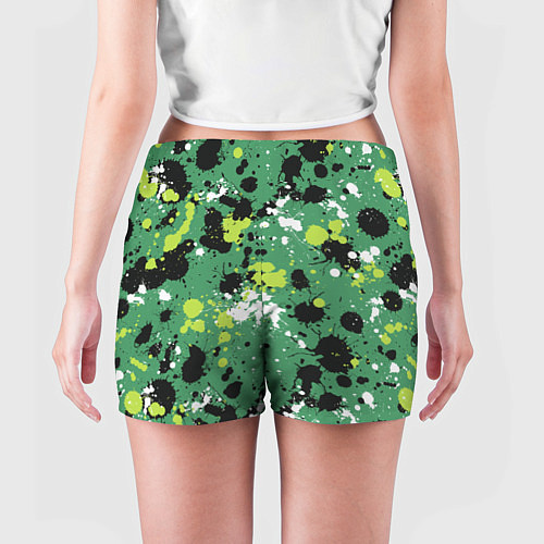 Женские шорты Кляксы на зелёном / 3D-принт – фото 4