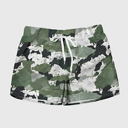 Шорты женские Зеленый фактурный камуфляж, цвет: 3D-принт