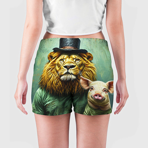 Женские шорты Лев со свиньей / 3D-принт – фото 4