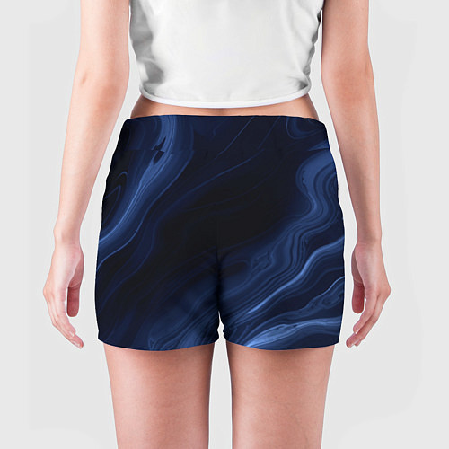 Женские шорты Тёмный синий абстракция дымчатый / 3D-принт – фото 4