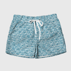 Шорты женские Бело-синий текстурный, цвет: 3D-принт