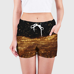 Шорты женские Золотистые крупицы на черном, цвет: 3D-принт — фото 2