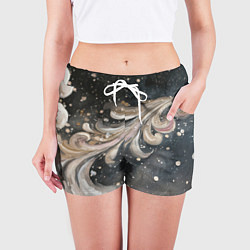 Шорты женские Бежевый объемный узор, цвет: 3D-принт — фото 2