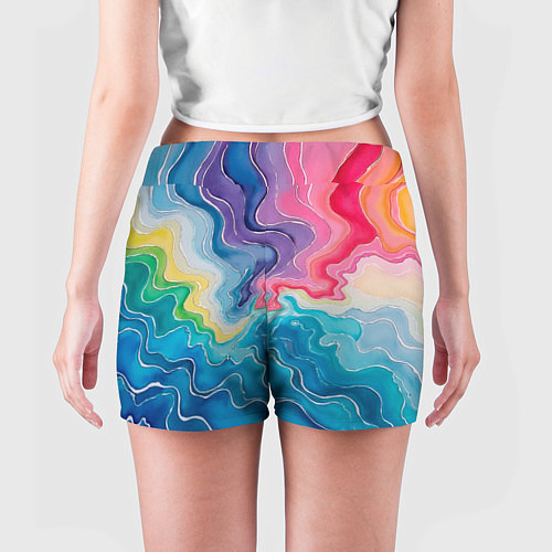 Женские шорты Абстрактные волны в мраморном стиле / 3D-принт – фото 4